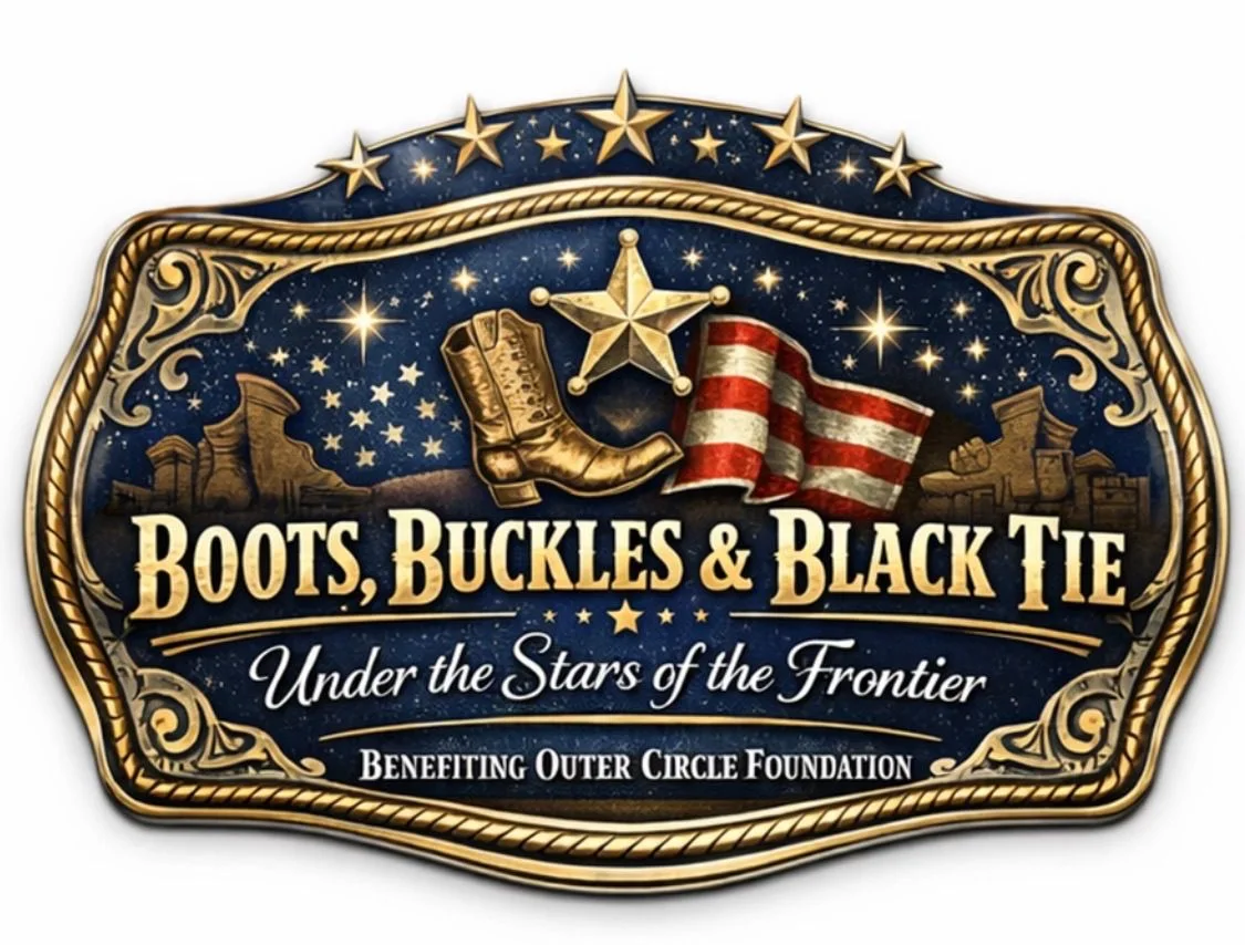 Boots, Buckles & Black Tie: Under the Stars of the Frontier gala logo benefitting Outer Circle Foundation